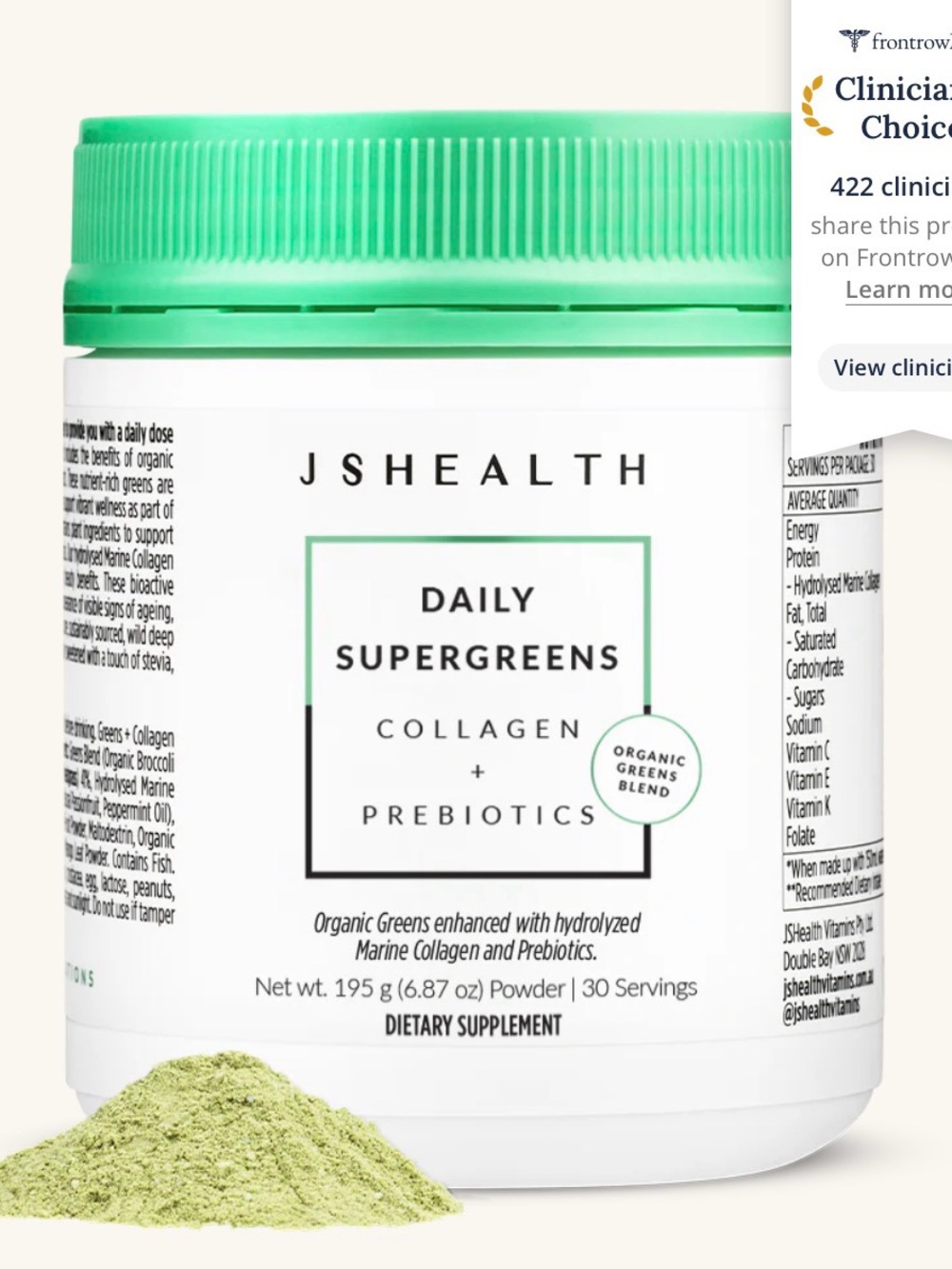 JSHealth Daily Supergreens Powder — Green